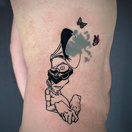 Sam Flores design tattoo by sheila.tattoos at Lights Out Tattoo Santa Cruz CA