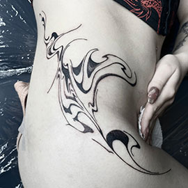 Smoke, blackwork, linework tattoo by sheila.tattoos - Lights Out Tattoo Santa Cruz CA