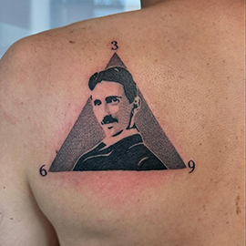 Custom Nikola Tesla 369 tattoo by sheila.tattoosLights Out Tattoo Santa Cruz CA