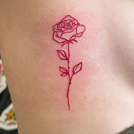 Custom Color Rose Fineline design by sheila.tattoos Lights Out Tattoo Santa Cruz CA